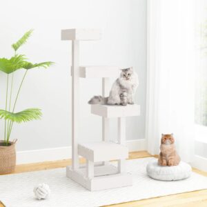 NNEVL Cat Tree White 45.5x49x103 cm Solid Wood Pine